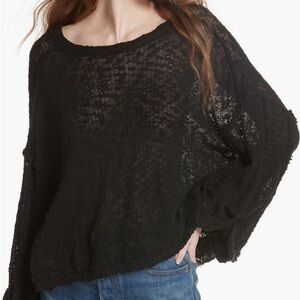 Free People Black Island Girl Hacci Tee - Size Small